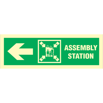 Assembly station arrow left - Photolumienescent Self Adhesive Vinyl - 100 x 300 mm