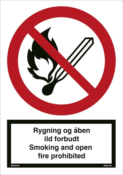 Billede af Rygning og åben ild forbudt - Smoking and open fire prohibited