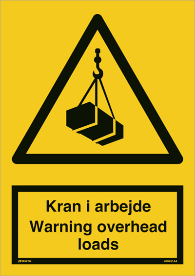 Billede af Kran i arbejde - Warning overhead loads