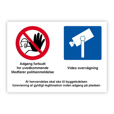 Billede af Adgang forbudt - Videoovervågningsskilt